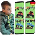 Produktbild: HECKBO 2x Kinder Auto Gurtpolster Gurtschutz mit Monster Truck Motiv -