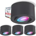 Produktbild: SSC-LUXon 4 Stück CELI-1N Aufbauspots flach schwenkbar kompatibel mit Alexa, Siri & Google - Deckenspot mit Smart RGB+W LED Lampe