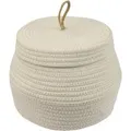 Produktbild: HMF 39031-MH-30 Aufbewahrungskorb Badezimmer Rund Korb Deckel Baumwolle Hoch 25 x 19 cm Creme