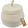 Produktbild: HMF Aufbewahrungskorb Badezimmer rund, Korb mit Deckel aus Baumwolle | Hoch | 25,5 x 19 cm | Creme