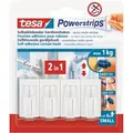Produktbild: Tesa - Powerstrips Vario-gardinenhaken / Selbstklebende Gardinenhaken Von Wieder Ablösbar Und Mehrfach Verwendbar / Bis 1 Kg Belastung / 1 X 4 Stück / Weiß
