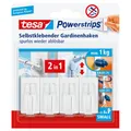 Produktbild: tesa Powerstrips Vario Gardinenhaken 4 Stück Weiß Selbstklebend OVP