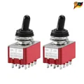 Produktbild: Miniatur Kippschalter MTS-403 4-polig Ein-Aus-Ein, 12 Pins, Schutzkappe, 12V