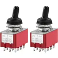Produktbild: Miniatur-Kippschalter MTS-403 4PDT 12-polig  Rot 2 Stück