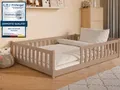 Produktbild: Kids Collective Kinderbett Bodenbett Bett mit Rausfallschutz & Lattenrost Montessori Bett Kinder (Jungen, Mädchen, Kinder, weitere Größen 80x160, 80x180, 90x190, 90x200, 120x200 cm), mit Matratze Jugendbett Einzelbett Milchschokolade 140x200 cm