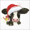 Produktbild: 20 Servietten Christmas Cow Bell - Kuh mit Weihnachtsmütze 33x33cm