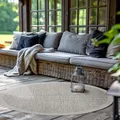 Produktbild: SIMPEX Outdoor Teppich Rund,Terrasse Balkon Garten Küchenteppich Einfarbiges Design Wetterfest Flachgewebe Sisal Look Waschbarer Teppich, Größe: 160 cm Rund, Farbe: Grau