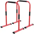 Produktbild: GORILLA SPORTS® Dip Barren - 2er Set, 68 x 45 x 94 cm, bis 200 kg, Rutschfest, Stahl, Farbwahl - Parallettes, Dip Station, Push Up Bars, Calisthenics, Fitness (Rot)