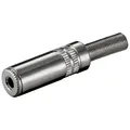 Produktbild: Klinken-Kupplung 3,5mm Stereo verchromt mit Kabel-Knickschutz