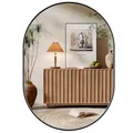 Produktbild: Dripex Ovaler Wandspiegel 50 * 70cm mit Aluminiumrahmen,dekorativer HD Wandspiegel Schminkspiegel für Badzimmer/Ankleidezimmer/Wohnzimmer,unbrechbarer Spiegel (Schwarz)