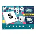 Produktbild: MATTEL GAMES Scrabble Zwei in Eins - Doppelseitiges Brettspiel für schnelles, zwangloses und kooperatives Spiel, inklusive 50 Zielkarten für Scrabble Together, einfache Punktevergabe, HWD45