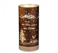 Produktbild: formano Deko-Licht Zylinder 20 cm - LED mit Timer 'Zuhause ist es am Schönsten' - Braun-Gold Farbglas auf Holzsockel - Wohnzimmer Dekoration Weihnachten Winterdeko