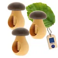 Produktbild: 3x Nussknacker Pilz Holz Geschenk - Ideal für Kinder & Senioren, öffnet jede Nuss mit wenig Kraft, Schale bleibt im Pilz, Geschenk-Idee Weihnachten Nikolaus Wichteln aus Buchenholz, 10 cm