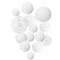 Produktbild: EASY JOY Hochzeitsdeko Vintage Lampions Pompons Deko Weiß Lampions Weiß