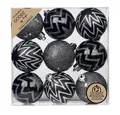 Produktbild: MAGIC by Inge Weihnachtsbaumkugel, Weihnachtskugeln Dekorierte Kugeln Kunststoff 6cm 9er Set Schwarz-Mix