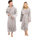 Produktbild: Blumtal Bademantel Damen und Herren - kuschelig weicher Fleece Bademantel mit Kapuze & praktischen Fronttaschen, ® , Größe M, Farbe Grau - Grau - M