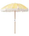 Produktbild: Beliani Sonnenschirm mit Volant Regenschutz Holzmast gelb rund ⌀ 150 cm Boho Mondello