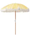 Produktbild: Sonnenschirm mit Volant Regenschutz Holzmast gelb rund  150 cm Boho Mondello
