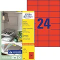 Produktbild: AVERY Zweckform 3448 Rote Etiketten (2.400 Aufkleber, 70x37mm auf A4, permanent haftend, selbstklebende Farbetiketten, Papier matt, bedruckbare, farbige Klebeetiketten) 100 Blatt