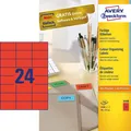 Produktbild: AVERY Zweckform Universal Etiketten 70 x 37 mm rot 2.400 Etiketten