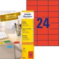 Produktbild: AVERY Zweckform 3448 Rote Etiketten (2.400 Aufkleber, 70x37mm auf A4, permanent 