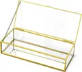 Produktbild: Elegante Schmuckaufbewahrung Glasbox Goldrand Vintage-Stil Rechteckig 23x10x5cm