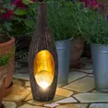 Produktbild: Stehleuchte Außenlampe Solarleuchte LED Glaskugel Crackle Rattan Optik braun