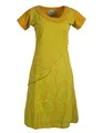 Produktbild: Vishes - Alternative Bekleidung - Damen Kurzarm Lagenlook Kleid Hippie Streifen Punkte Muster gelb 36