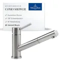 Produktbild: Villeroy & Boch Como Shower Hochdruck-Küchenarmatur mit ausziehbarer Handbrause und 120° Schwenkbereich, 120 mm Auslaufhöhe, komfortabler Bedienhebel, Edelstahl massiv