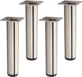 Produktbild: 4 Stück Möbelfüße BRAVO Höhe 200 mm (+ 10 mm) Ø 40 mm Edelstahloptik höhenverstellbare Schrankfüße aus Stahl belastbar bis 50 kg pro Stellfuß SOTECH