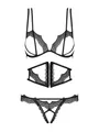 Produktbild: Obsessive Set: Bügel-BH Dessous-Set Bravelle schwarz 3 tlg. Brustfrei-BH