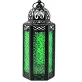 Produktbild: Vela Laternen, marokkanische Lampenlaternen, dekorative Kerzenhalter für Innen- und Außenbereich, Heimdekoration, Halloween, Terrasse, Hochzeiten, grünes Glas, mittelgroß