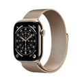 Produktbild: Apple Watch Series 11 GPS + Cellular 46mm Gold Titanium Gehäuse mit Gold Milanese Loop - M/L