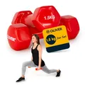 Produktbild: Oliver – Vinyl Kurzhanteln Set 2 x 1,5kg Rot – Hantelset für Männer & Frauen – Hanteln Gusseisen mit griffigem Vinylüberzug – Für Gymnastik, Aerobic, Fitness- & Krafttraining im Studio oder zu Hause