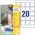 Produktbild: AVERY Zweckform L7121-25 Quadratische Etiketten (500 Klebeetiketten, 45x45mm auf A4, QR Code Aufkleber zum Bedrucken, selbstklebend, permanent haftende QR Code Etiketten) 25 Blatt, weiß