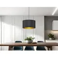 Produktbild: Trio - Edle Pendelleuchte Hostel Mit Lampenschirm Aus Stoff In Schwarz & Gold, Ø 40cm