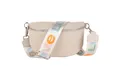 Produktbild: MIRROSI Bauchtasche Damen, Echtleder, Made in Italy, Umhängetasche, Brusttasche, (Schultertasche für jeden Anlass (1 Tasche & 2 Gurte), Crossbody Bag, Beige, gemusterten& verstellbaren Schulterriemen