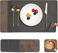 Produktbild: Myir JUN 6x Tischsets Platz-Set Leder & Untersetzer Doppelseitig (Grau Braun)