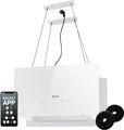 Produktbild: KKT KOLBE Dunstabzugshaube 60 cm 764 cbm/h Umluft | 9 Stufen | Smart WLAN WiFi App | Inselhaube freihängend | Deckenmontage | Weiß | Glas | LED-Beleuchtung | Nachlaufautomatik | CUBE60FW