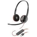 Produktbild: HP Poly Blackwire C3220 On Ear Kopfhörer kabelgebunden Stereo Schwarz/Rot Lautstärkeregelung, Mikrofon-Stummschaltung Telefon