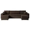 Produktbild: Lookway Ecksofa Carlos U-Form mit Schlaffunktion & Bettkasten – Großes Schlafsofa 130x269 cm, Modernes Sofa mit Stauraum, Bequeme Polsterecke für Wohnzimmer (Braun - Poso 06)