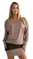 Produktbild: Mississhop 95-31 Damen Minikleid festlich Glitzer Kleid Pulli Tunika Cappuccino S