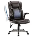Produktbild: COLAMY Bürostuhl Ergonomisch, Chefsessel mit Hoher Rückenlehne, Schreibtischstuhl Lederstuhl mit Gepolsterten Klapparmlehnen, Verstellbarer Neigungsverschluss, Drehstuhl für Erwachsene, Braun