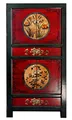 Produktbild: OPIUM OUTLET chinesischer Vintage Schrank Hochzeitsschrank rot-schwarz Kommode Sideboard asiatisch orientalisch Landhaus-Stil für Schlafzimmer, Wohnzimmer