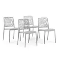 Produktbild: SIEDITI FUORI E DENTRO Stapelbare Stühle aus Polypropylen mit Glasfaser, wetterfeste Gartenstühle für außen oder innen, robust und pflegeleicht, modernes Design - Alina (4 Stühle, Hellgrau)