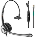 Produktbild: Wantek Telefon Headset Mono mit Noise Cancelling Mikrofon, Lautstärkeregler, Call Center Kopfhörer für Festnetztelefone ShoreTel Polycom NEC Nortel Norstar Meridian Siemens ROLM(F600S2)