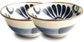 Produktbild: Japan-Bowls ASIATICA | Ramen Bowl Schalen aus Porzellan 15 cm | Hochwertige asiatische Schüssel für Reis, Nudeln, Tapas, Udon, Müsli - Suppen-Schale mit japanischen Designs (2er Set Hinagiku, blau)