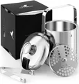 Produktbild: Beyond Eiswürfelbehälter mit Deckel und Zange 100% bpa frei aus Edelstahl - Eiswürfelkühler, doppelwandig, 1,3 Liter I Eiseimer für Eiswürfel, Eiskübel für die Eiswürfel Aufbewahrung