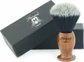 Produktbild: Haryali London Rasierpinsel Premium Rasierpinsel mit Holzgriff, Rasierpinsel aus Kunsthaar, set, 1 tlg., alle Hauttypen, Schwarze Synthetikbürste im Barbershop-Design, Metallgriff