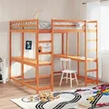 Produktbild: vidaXL Hochbett mit Schreibtisch & Leiter Braun 160x200 cm Kiefernholz2106431